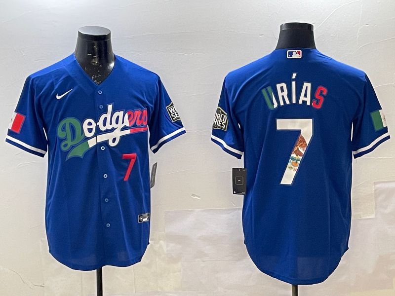 Men Los Angeles Dodgers 7 Urias Blue Fashion 2025 Nike MLB Jersey style 5